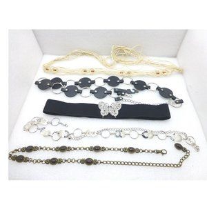 Beautiful vintage belt lot butterfly rhinestones macrame elastic boho bead metal